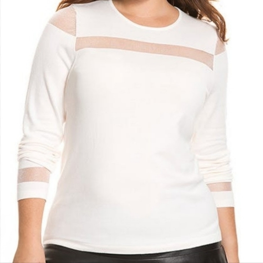 Lane Bryant Sheer Illusion Lightweight Sweater Longsleeve Spring Crew Neck 18/20